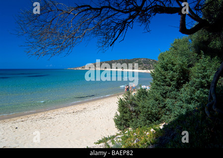 Campana, plage, Chia Domus de Maria, Sardaigne, Italie Banque D'Images