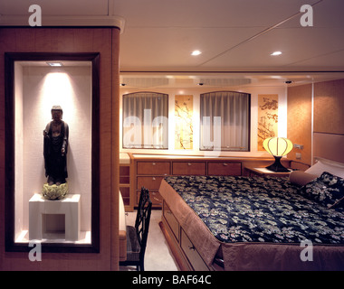 L'Mitseaah, Bahamas, Lp Architecture  + Yacht Design Ltd, l'mitseaah cabine des invités. Banque D'Images