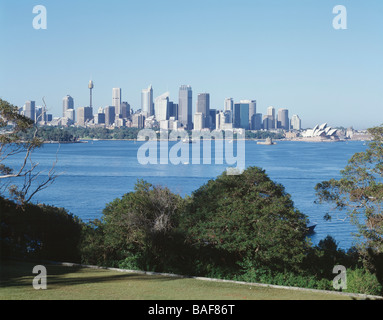 Aurora Place, Sydney, Australie, Renzo Piano Building Workshop, Aurora place vue de Bradley's head park. Banque D'Images