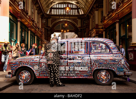 Pearly King de St Pancras London UK IE son Taxi Londres Banque D'Images