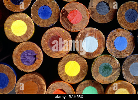 Résumé Vue rapprochée des crayons de couleur Banque D'Images