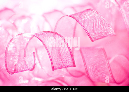 Abstract close up of pink ruban gondolé, selective focus Banque D'Images