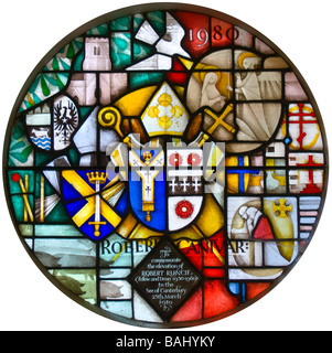 Cambridge, Angleterre, Royaume-Uni. Trinity Hall College Chapel, Vitrail Banque D'Images