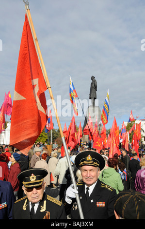 Pro-Communist et pro-russes manifestation à Sébastopol, Crimée, Ukraine. Banque D'Images