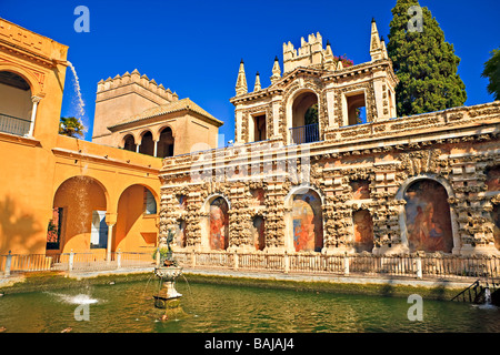 Estanque de Mercurio (étang de mercure),Reales Alcazares (Palais Royal) - UNESCO World Heritage Site, quartier de Santa Cruz. Banque D'Images