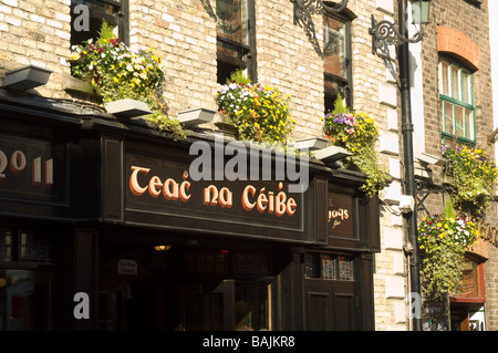 Signe au-dessus d'un pub irlandais traditionnel dans Temple Bar, Dublin, Irlande Banque D'Images