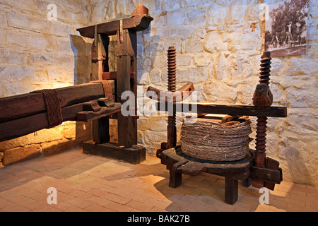 Presse d'olive exposée au Museo de la Cultura de Oliva,(de la Culture Musée de l'Olive) près de la ville de Baeza, province de Jaen Banque D'Images