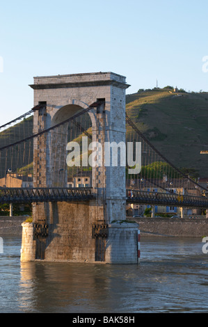 Passerelle Marc Seguin, pont à câbles hermitage rhone france Banque D'Images