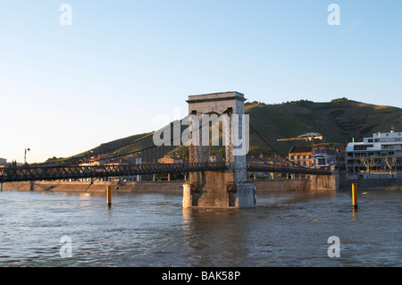 Passerelle Marc Seguin, pont à câbles hermitage rhone france Banque D'Images