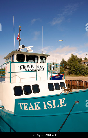 Le Canada, l'Ontario, province de la péninsule Bruce, Tobermory, du port et des bateaux de pêche Banque D'Images