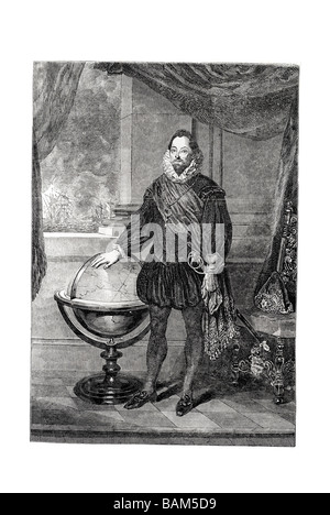 Portrait de sir Francis Drake s lane le Vice-amiral anglais capitaine corsaire slaver navigator 1851 Banque D'Images