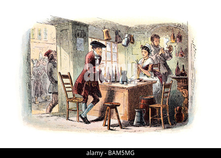 Le Wine Shop tale deux villes Charles Dickens roman Londres Paris Révolution Française sort brutal prolétariat Banque D'Images