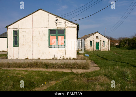 Hébergement vieux chalets à l'Observatoire d'oiseaux de repousser repousser Point East Riding of Yorkshire Angleterre Banque D'Images