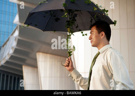 Portrait d'un parapluie de feuilles Banque D'Images