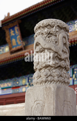 Balustrade sculpté décoratif dans la Cité Interdite à Beijing Banque D'Images