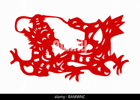 Illustration de dragon chinois traditionnel apportant la Bonne Fortune Banque D'Images