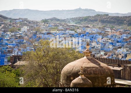 Avis de Jodhpur, connu sous le nom de la ville bleue, à partir de Fort Mehrangarh, Jodhpur, Rajasthan, India Banque D'Images