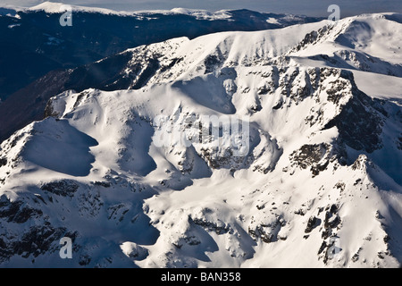 Rila Mountain, vue aérienne de Malyovitza, ou région et pic de Malyovitsa, Balkans, Bulgarie Banque D'Images