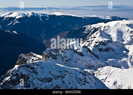 Vue aérienne de la région de Malyovitza (Malyovitsa), montagne de Rila, Balkans, Bulgarie Banque D'Images