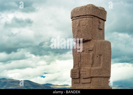 Monolith à ruines de Tiwanaku Bolivie Banque D'Images