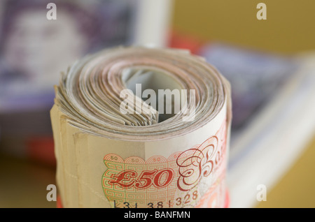 La monnaie de papier de 50 livres sterling pound note Banque D'Images