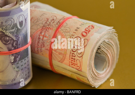 La monnaie de papier de £50 et £20 pound note Banque D'Images