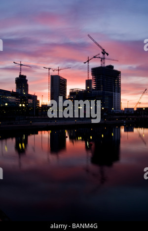 Nouvelles BBC media city en construction, Salford Quays, Manchester, Angleterre, RU Banque D'Images