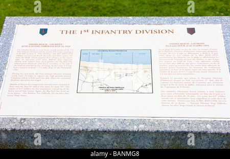 La 1re division d'infanterie monument près de Omaha Beach Normandie France Banque D'Images