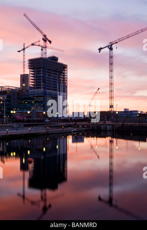 BBC Media city en construction, Salford Quays, Manchester, Angleterre, RU Banque D'Images