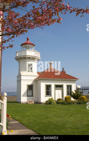 Motifs de la Garde côtière canadienne Phare Mukilteo Edmonds, Washington USA Etats-Unis Amérique du Nord Banque D'Images