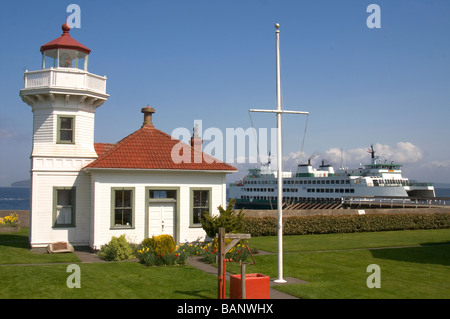 Motifs de la Garde côtière canadienne Phare Mukilteo Edmonds, Washington USA Etats-Unis Amérique du Nord Banque D'Images