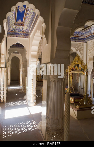 Les intérieurs de un fort, Jhanki Mahal, Fort Mehrangarh, Jodhpur, Rajasthan, India Banque D'Images