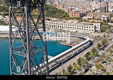 Téléphérique de Barcelone sur le port bien et Catalogne Espagne Maremagnum Banque D'Images