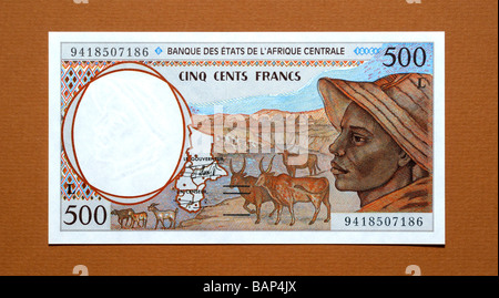 Les États d'Afrique centrale 500 Cinq cent billets Franc. Banque D'Images