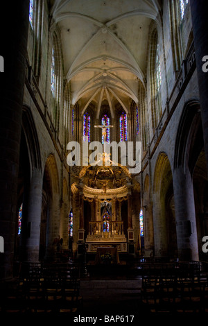 Intérieur de la Basilique St Sauveur Dinan Bretagne France Banque D'Images