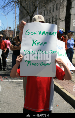 Tea Party d'impôt protestation dans le comté de Westchester, New York, le 25 avril, 2009 Banque D'Images
