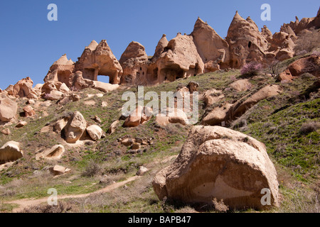Troglodytisme antique en Cappadoce Turquie Banque D'Images
