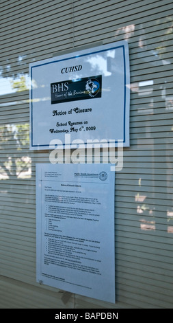 Public étudiant 1 400 High School de San Jose, CA. a été fermé après un étudiant a été soupçonné d'avoir le virus H1N1 (grippe porcine) Banque D'Images