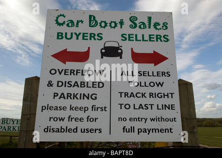 Informations Inscription pour car boot sale Bordon, Hampshire, Royaume-Uni Banque D'Images