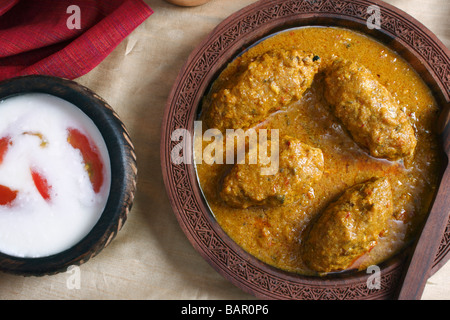 Le mouton est un Machh kofta kashmiri plat composé de viande hachée de mouton frit avec des épices et cuit dans une sauce tomate-oignon savoureux Banque D'Images