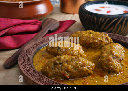 Le mouton est un Machh kofta kashmiri plat composé de viande hachée de mouton frit avec des épices et cuit dans une sauce tomate-oignon savoureux Banque D'Images