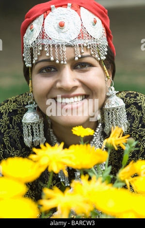 Portrait of a woman smiling, Jammu-et-Cachemire, l'Inde Banque D'Images