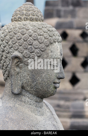 Statue de Bouddha à Borobudur, Java, Indonésie Banque D'Images