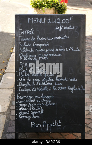 Menu restaurant français manuscrite Banque D'Images