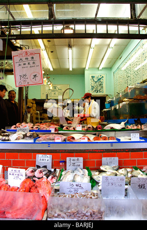 Magasin de poissons Chinatown Vancouver Banque D'Images