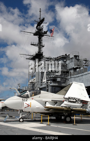 Poste de pilotage de l'USS Midway Aircraft Carrier museum embarcadero San Diego California usa Banque D'Images