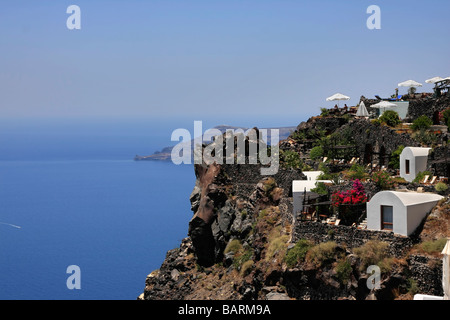 Maison de rêve situé sur une colline surplombant la mer vue à Santorini Banque D'Images