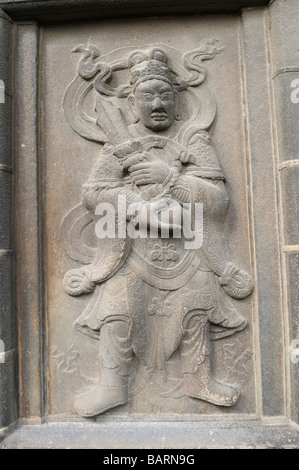 Sur la sculpture sur pierre de la Pagode Kaiyuan Temple Si dans Quazhou, Fujian, Chine. Banque D'Images