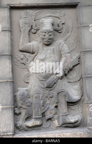 Sur la sculpture sur pierre de la Pagode Kaiyuan Temple Si dans Quazhou, Fujian, Chine. Banque D'Images