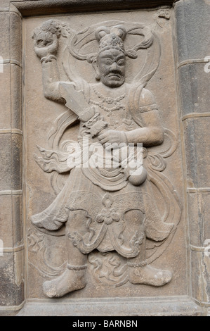 Sur la sculpture sur pierre de la Pagode Kaiyuan Temple Si dans Quazhou, Fujian, Chine. Banque D'Images